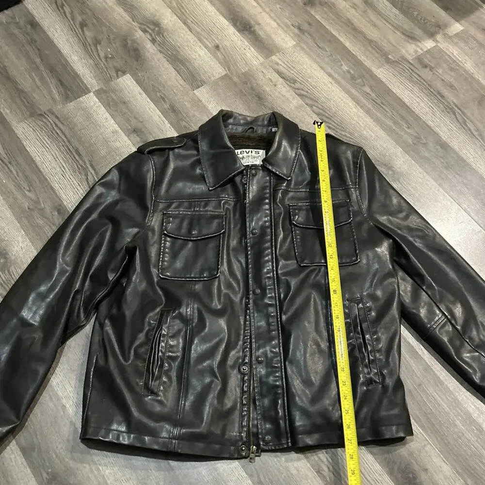 levis jacket men xl vintage Faux Leather Sherpa Lined